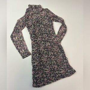 Floral pattern turtleneck dress